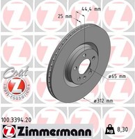2X Bremsscheibe Coat Z Zimmermann 100.3394.20 FüR Audi A1 Sportback GBA City GBH