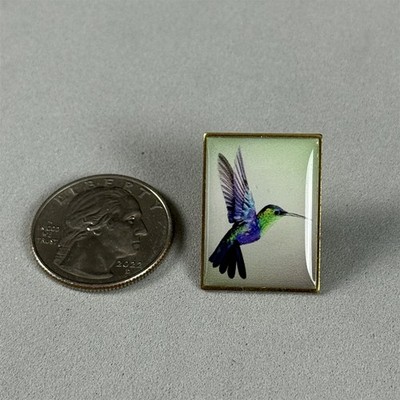 Violet Crowned Woodnymph Hummingbird 1'' Gold Tone Scatter Pin Pinback #56478