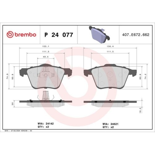 Plaquettes de frein Brembo P24077 pour sécuriser vos trajets en Ford