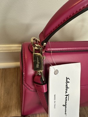Ferragamo Boxyz Top Handle Bag Cerise Pink Leather Style 21 H645