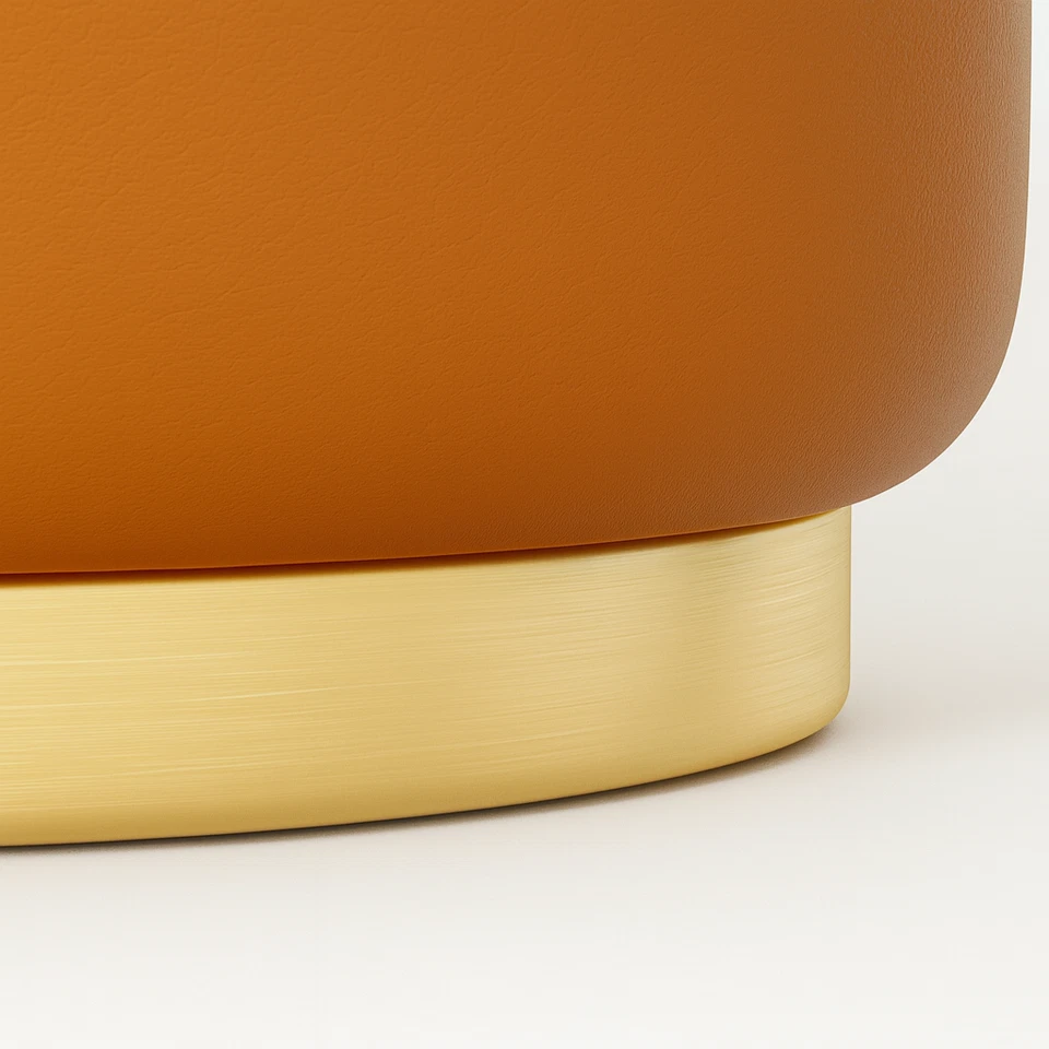 Modoma Modern Faux Leather Ottoman Footstool – Round Accent Stool - Image 4 of 4