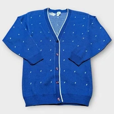 Vintage Girl Scouts Of America Cardigan Sweater Blue Polka Dot Grand Pachic Y2K