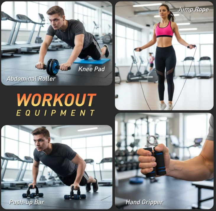 Kit rueda AB con barras, esterilla, cuerda y hand grip para entrenamiento, Nuevo Foto 3 de 4