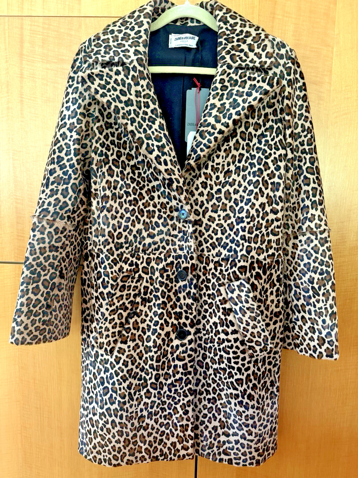 NWT Zadig & Voltaire Leopard Print Calf Hair Coat, Sz 36 FR