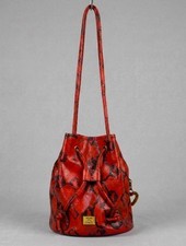 Mini zaino vintage Moschino Redwall convertibile secchiello borsa pelle di serpente in rilievo