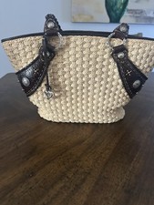 Brighton Weaved Bucket Handbag Purse Beautiful Leather Braid Straps Silver Charm