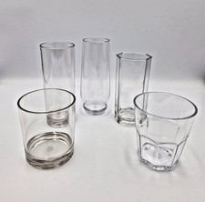4 Unbreakable Drinking Glasses Clear Reusable Garden BBQ Party Picnic Assorted