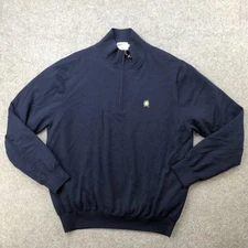 Fairway & Greene Sweater Mens Large Blue Quarter Zip Pullover Merino Golf Logo