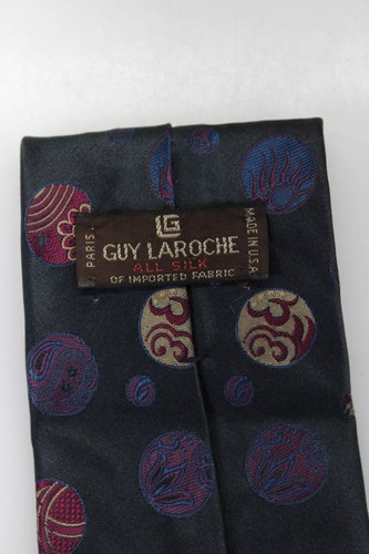 Guy Laroche Mens Silk Geometric Print Wrapped Classic Tie Black Size One Size - Picture 7 of 7