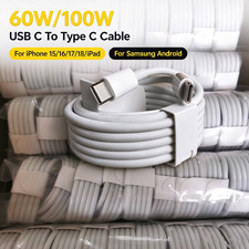 60/100W USB C To USB C Cable Fast Charger For iPhone15/16/17/18/Samsung/iPad Lot