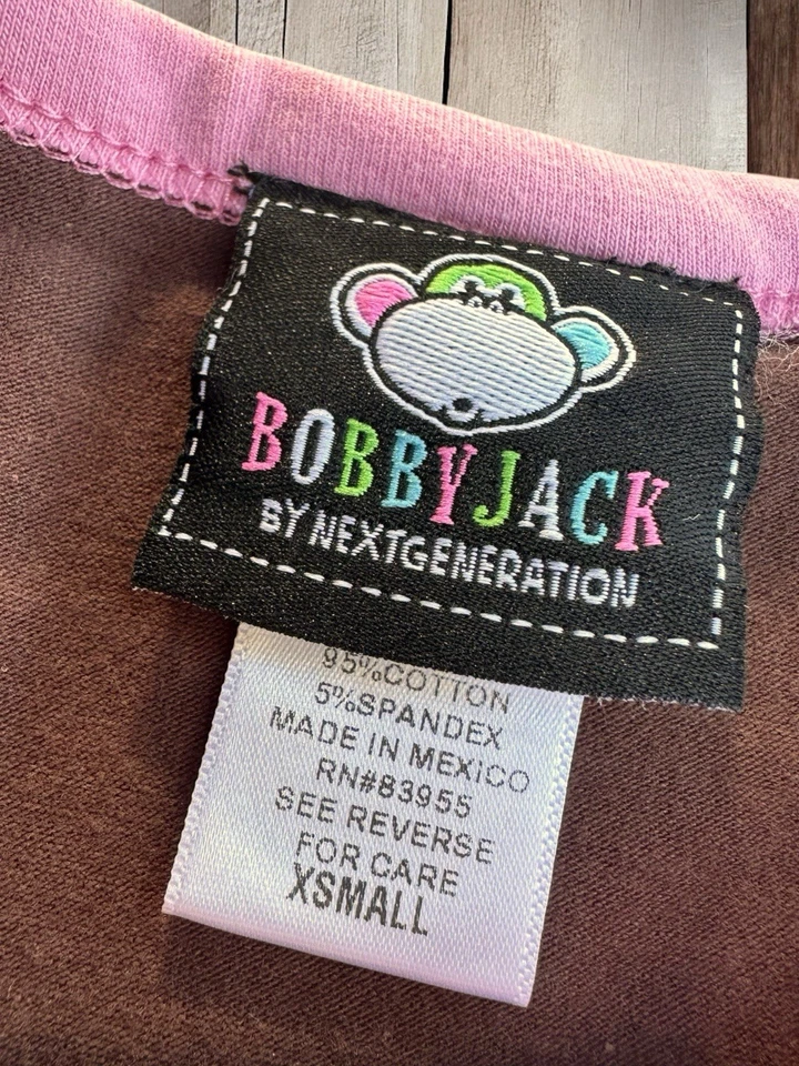 Camisa Bobby Jack Manga Larga Niñas Marrón Blanco Talla XS (Niños) Estilo Y2K Foto 4 de 4