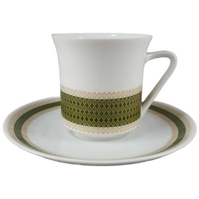 Kaffeetasse mit Untertasse & Thomas Rheinland grün gold Rautendekor