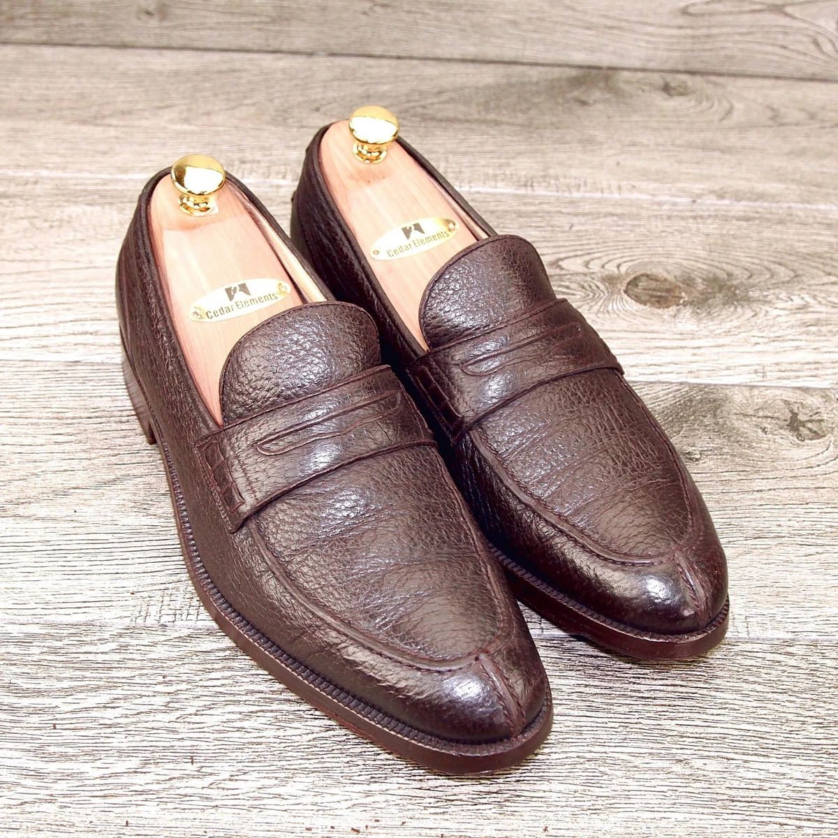 GRAVATI for Bergdorf Goodman Elegant Brown Leather Slip-On  display picture 3
