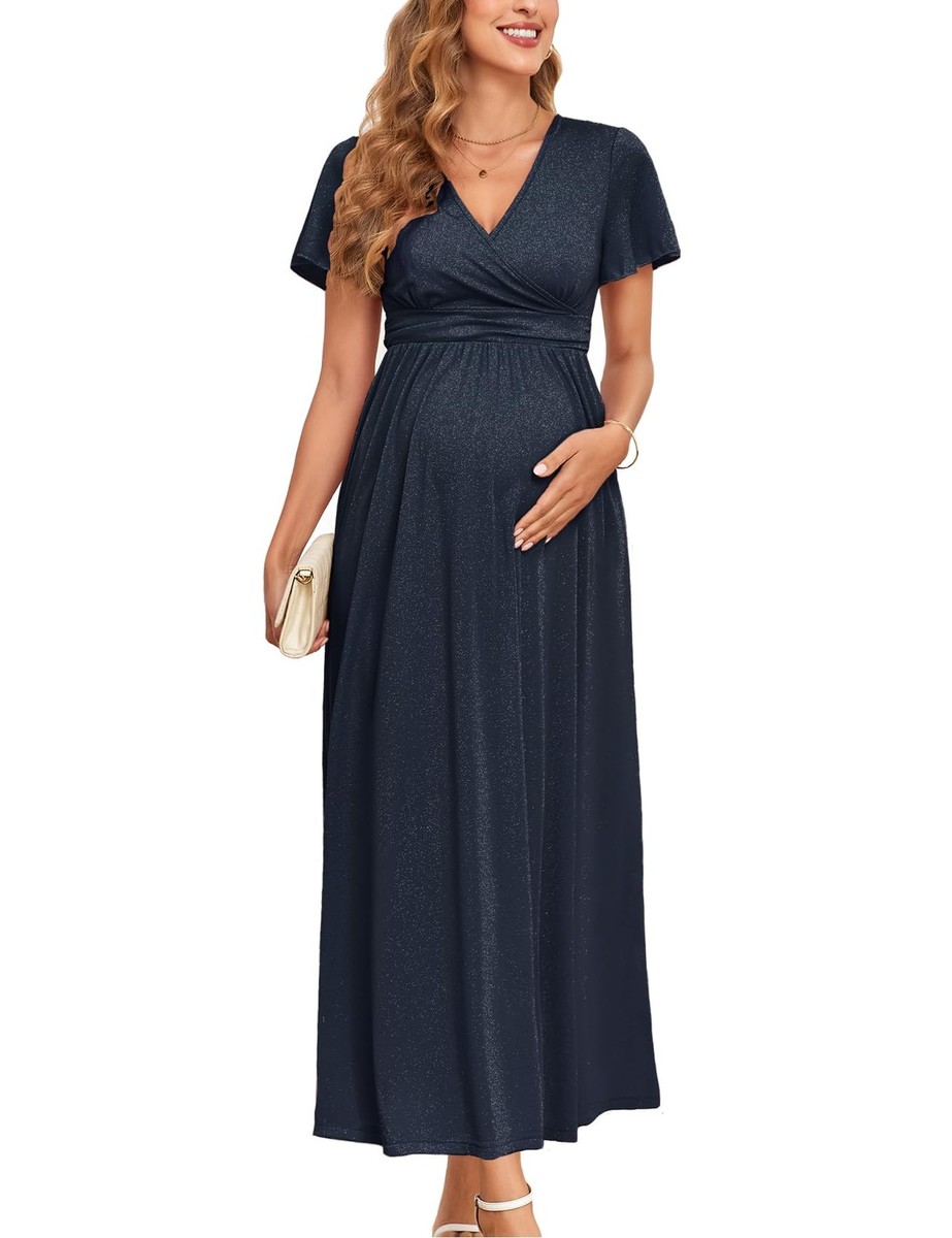 dress shirt spread collar Quattro Flex with Semi-Spread Sky Blue 3XL / Sky Blue 7_10_50_off_sale way stretch performance polyester Color:rose gold Babyboo Liora Maxi Dress
