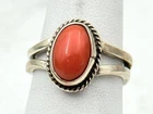 Vintage Navajo Sterling Silver Red Mediterranean Coral Ring Sz 6