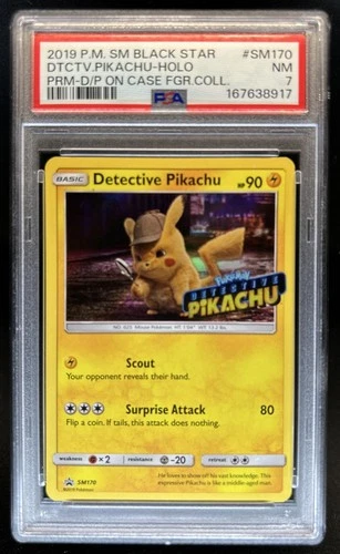 2019 Pokemon SM Black Star Promos Detective Pikachu #SM170 PSA 7