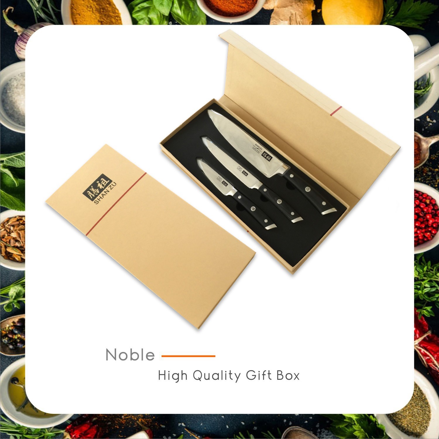 SHAN ZU 3PCS Japanese Kitchen Knife Set High German Stainless Steel Chef Sets