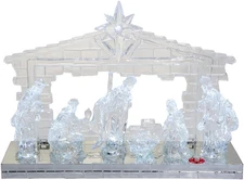 8.7" Light-Up Musical Nativity Scene Battery Operated Clear Christmas Decor