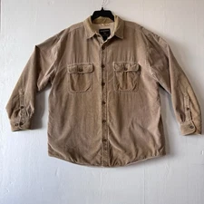 VTG Woolrich Men's Sz Large Corduroy Sherpa Lined Shirt Jacket Tan