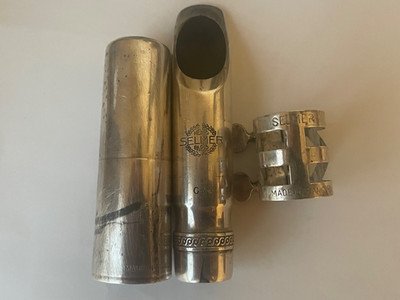 Vintage Selmer C** Metal Long Shank Alto Classic Sax Mouthpiece + Ligature & Cap
