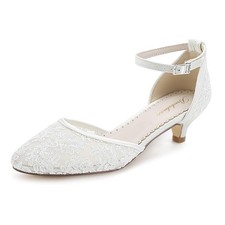 Bridaluxe 01127 Women&rsquo;s Wedding Shoes 1.57 Inch Low Heel Lace Ankle Strap...