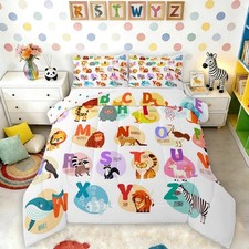Alphabet Bedding Set for Kids Room Decor Cute Cartoon English Alphabet Comfor...