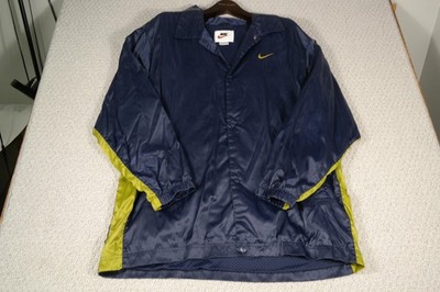 Vintage Nike Coach Jacket Mens XL Blue Snap Windbreaker Colorblock Back Logo 90s