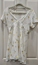 White And Yellow Floral Lottie Moss Short Sleeve Summer Dress Lined Size Small