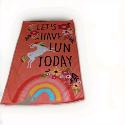 Mainstays Unicorn Rainbow Cotton Bath Towel Orange Multicolor 26 x 56'' Kids Fun