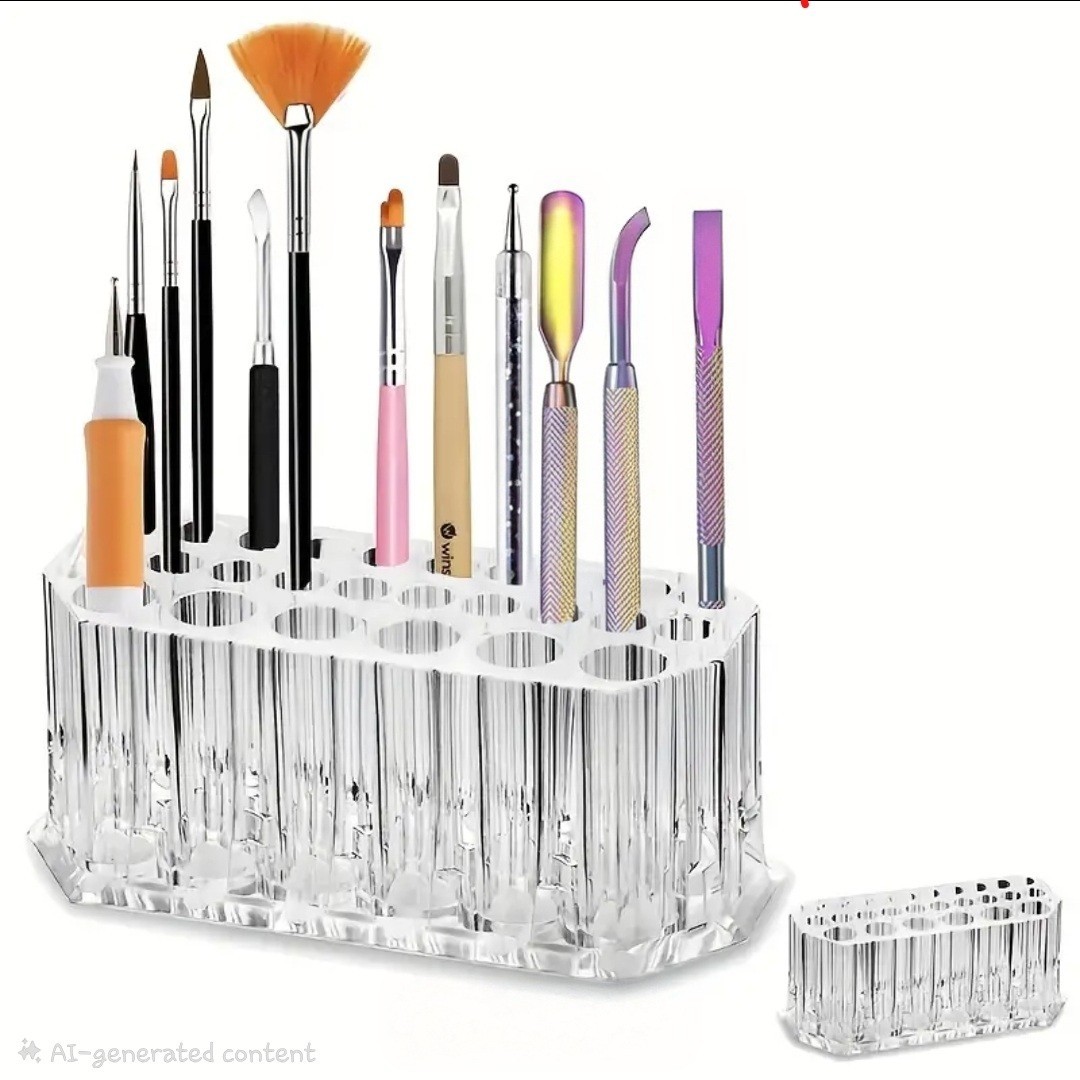 Transparent Acrylic Nail Art Holder Minimalist Makeup Brush Pen Marker Organizer