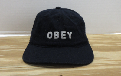 Obey Hat Cap Men Strapback Black Worldwide Wool Blend Spell Out