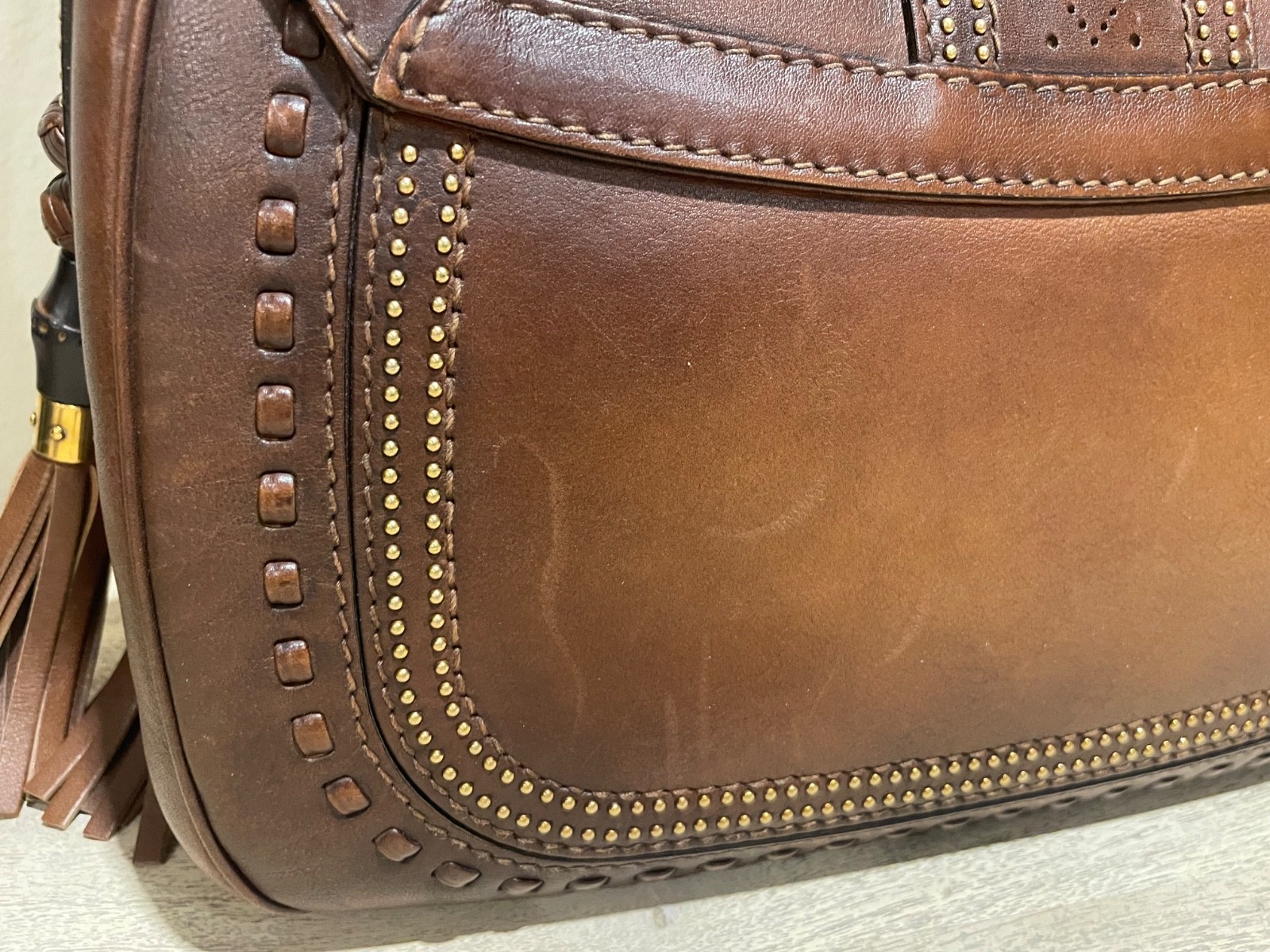 GUCCI Authentic Snaffle Bit Brown Medium Handbag … - image 12