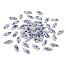 Petal Blue  White Porcelain Ceramic Mosaic Tiles - 70 pcs for Crafts  DIY