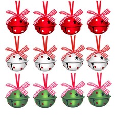 24 PCS Christmas Jingle Bells 2 Inch Star Cutout Metal Decorative Ribbon