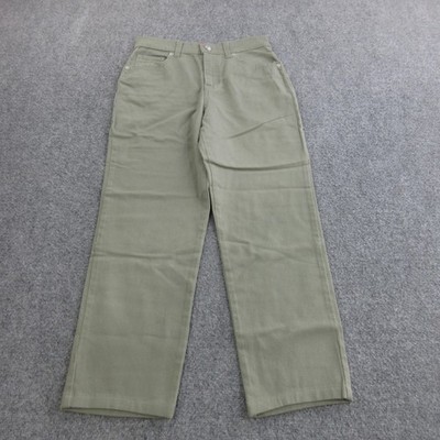 Gloria Vanderbilt Jeans Womens 4 Petite Olive Green Straight Stretch Denim Pants