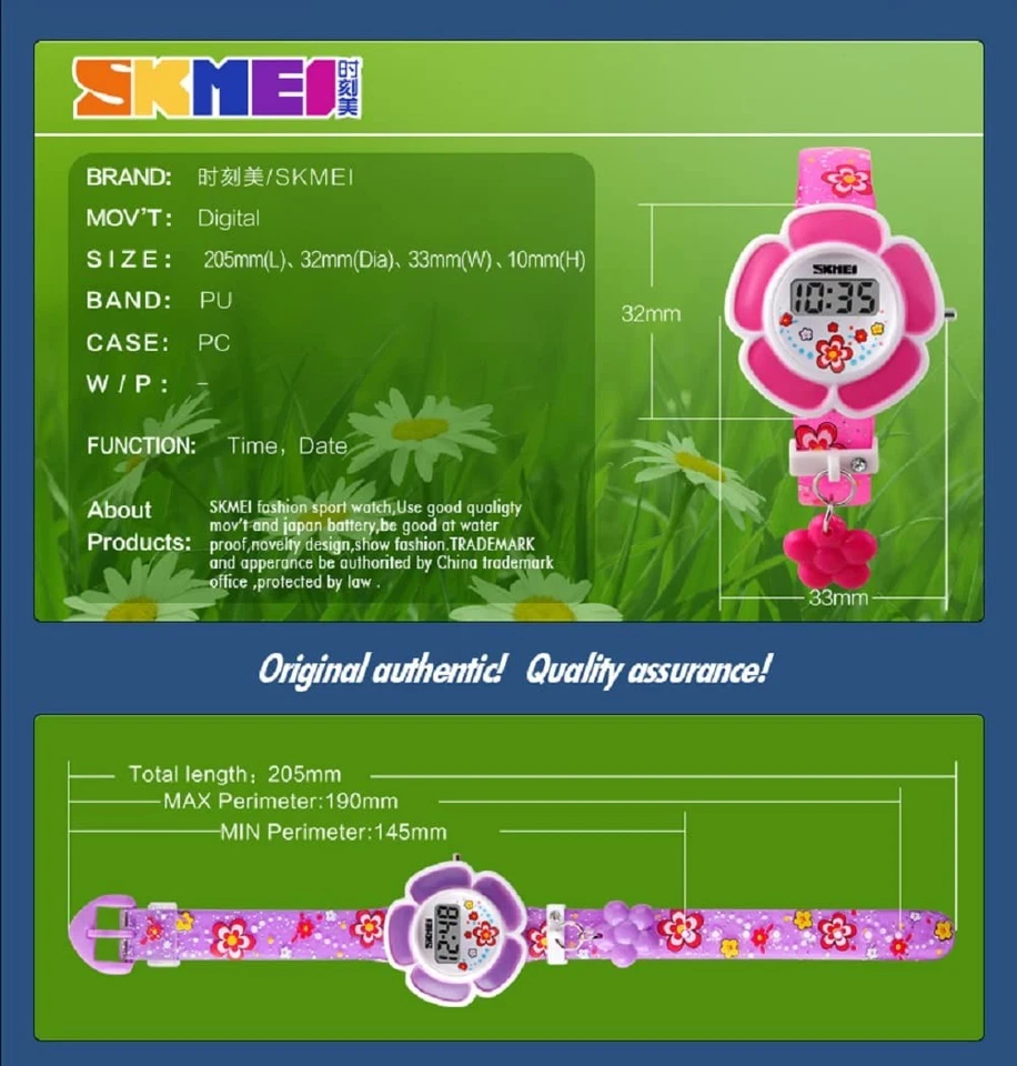 Reloj para niños niña con forma de flor reloj digital novedad dibujos animados 1144 (rosa1) Foto 3 de 4