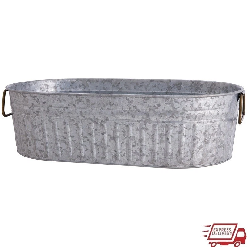 Galvanized Oval Tub Ice Beverage Cooler Garden Party Beach Rust Resistant New