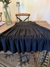 Eileen Fisher Black CRUSHED SILK SCOOP NECK F/L TIERED DRESS Size L MSRP 378