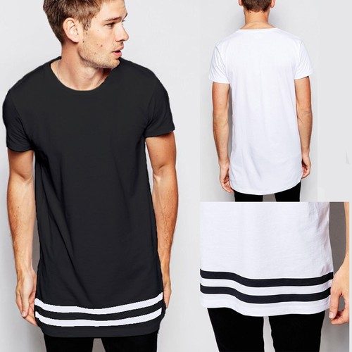 Men's Long Length Longline T-Shirts Men 