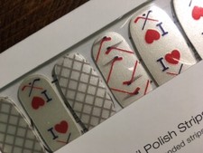 FACE OFF - Color Street Nail Strips *RETIRED* - I LOVE HOCKEY - Red White Blue