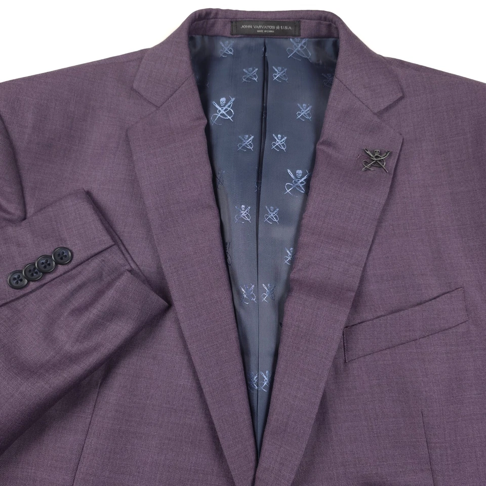 Blazer Traje Chaqueta Para Hombres John Varvatos Bleecker Púrpura Piel de Tiburón Calce Ajustado 40R Foto 2 de 4