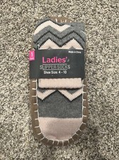 Ladies' Slipper Socks Shoe Size:4-10 Pink and Gray