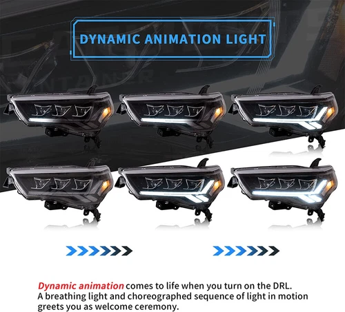 VLAND LED Reflector Head Lights Clear For 2014-2023 Toyota 4Runner W/Sequential - Bild 4 von 13
