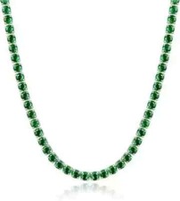 23Ct Round Cut Lab Created Emerald Womens Tennis Necklace 14k WhGold Plated 18"