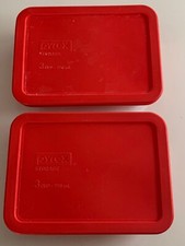 Set Of 2 Pyrex 7210 H Rectangular 3 cups Baking Storage Red Lids Made In USA