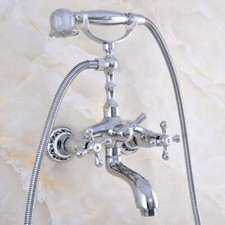 Polished Chrome Clawfoot Bathroom Tub Faucet Mixer Tap W/ Hand Shower stf814