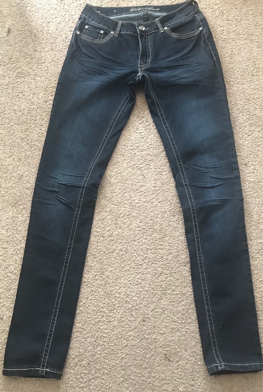 ViVi Diva Blue Denim Jeans Sz 7 Studs & Gems Fancy