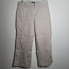 Lands' End Women's Pants Mid Rise Wide Leg Straight Khaki Chino Size 12