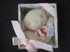 Peaches and Pumpkins Plush Bear Infant Rattle Ivory Pink NEW