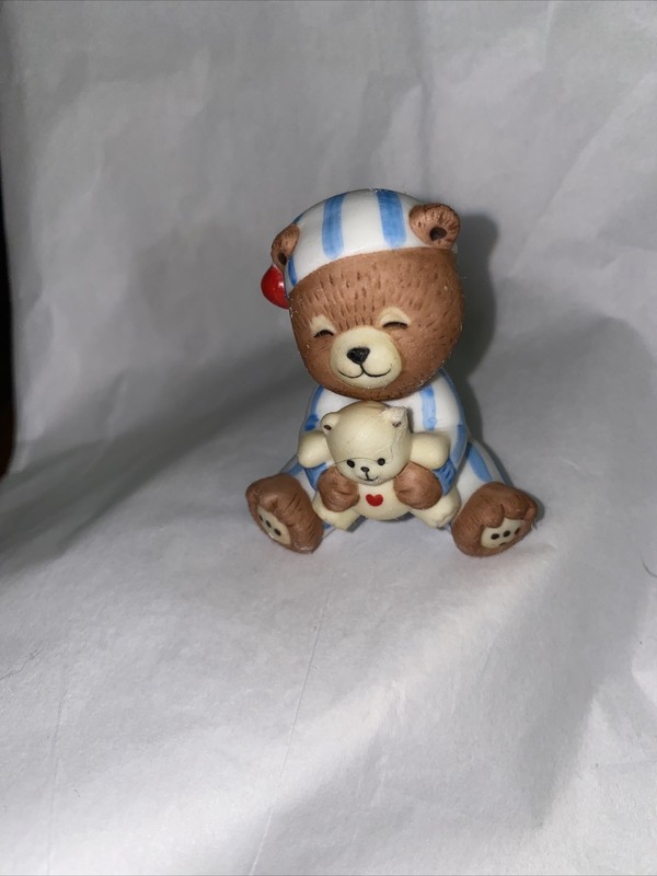 Porcelain Bear Miniature Bisque Figurine anthropomorphic teddy cub sleepy doll